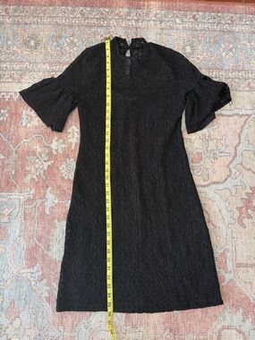 Black Eyelet Lace Mini Dress with Flutter Sleeves